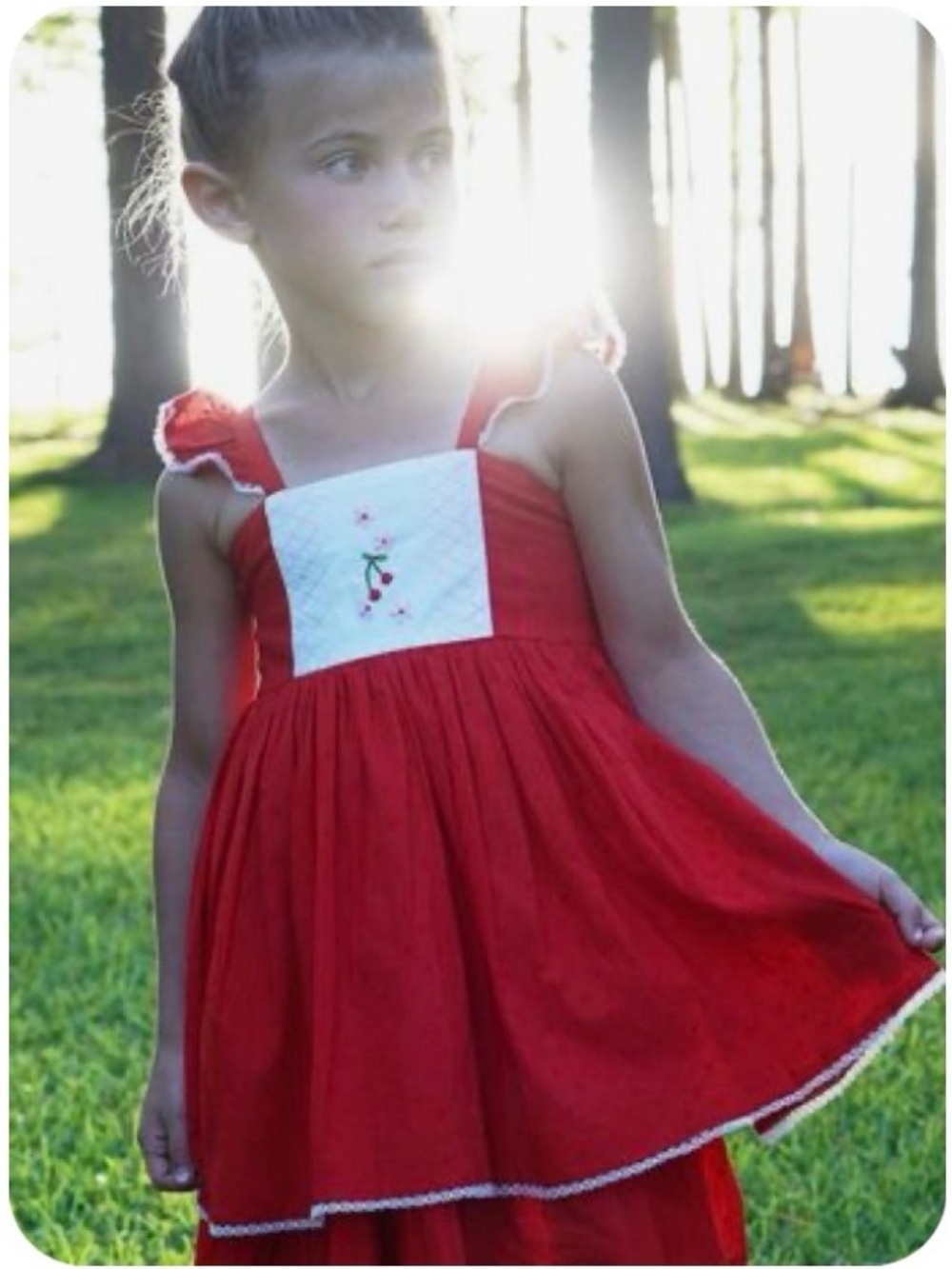 Well Dressed Wolf Cherry Embroidered Swiss Dot Dress HTF